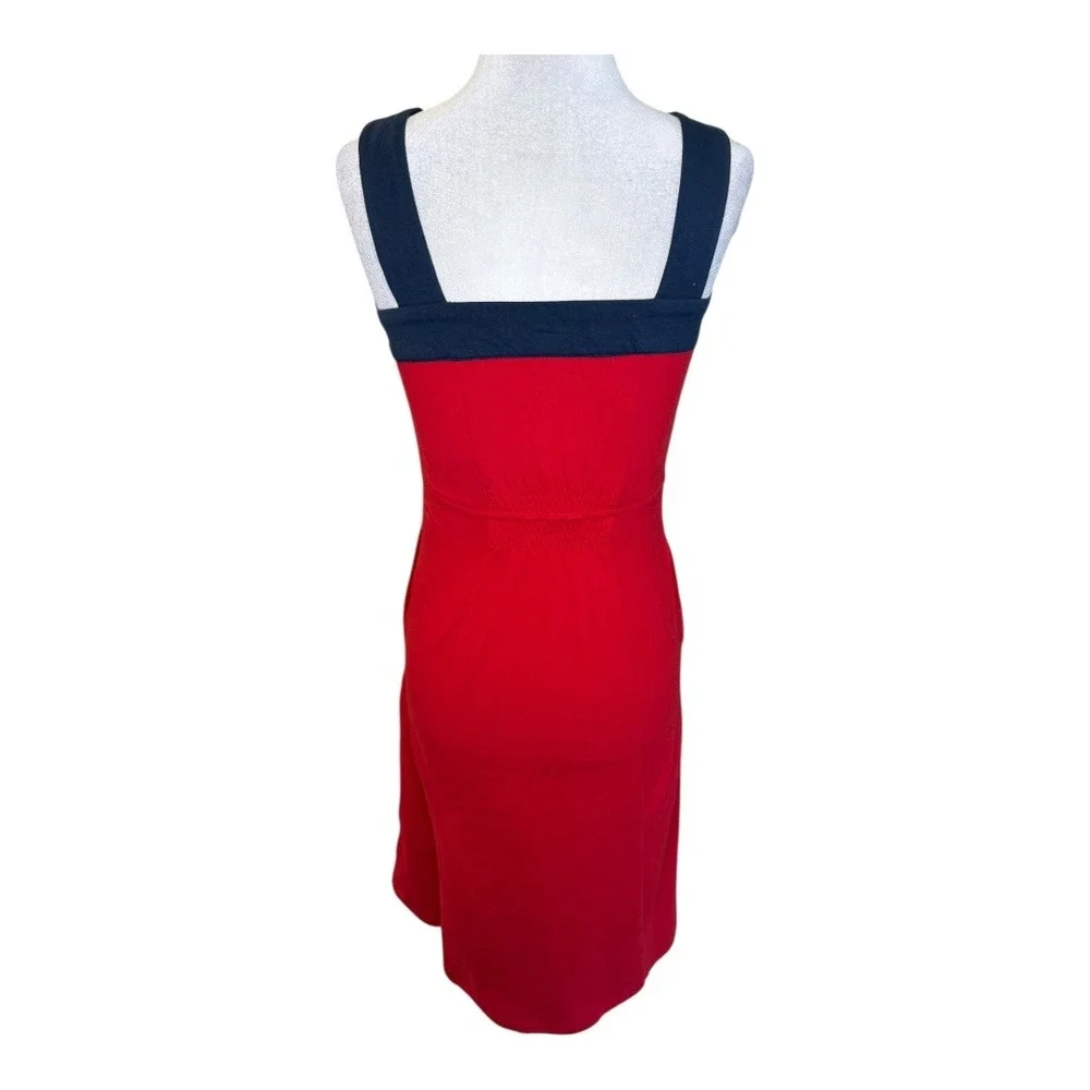 eShakti Red‎ Navy Nautical Button Strap A Line Dress Size 0